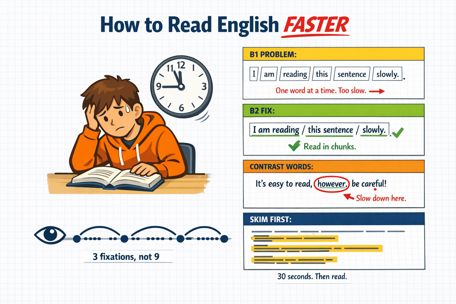 Cover image for How to Read English Texts Faster: A Strategy Guide for B1–C1 Learners